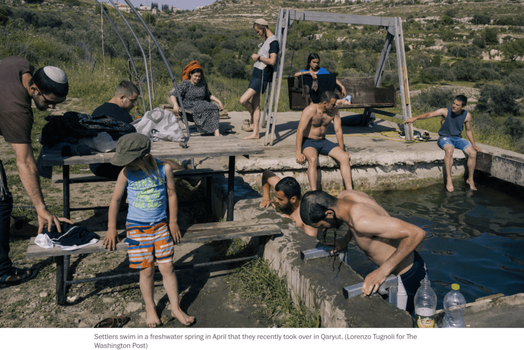 Washington Post — Israeli settlers use a Palestinian natural spring as a swimming pool